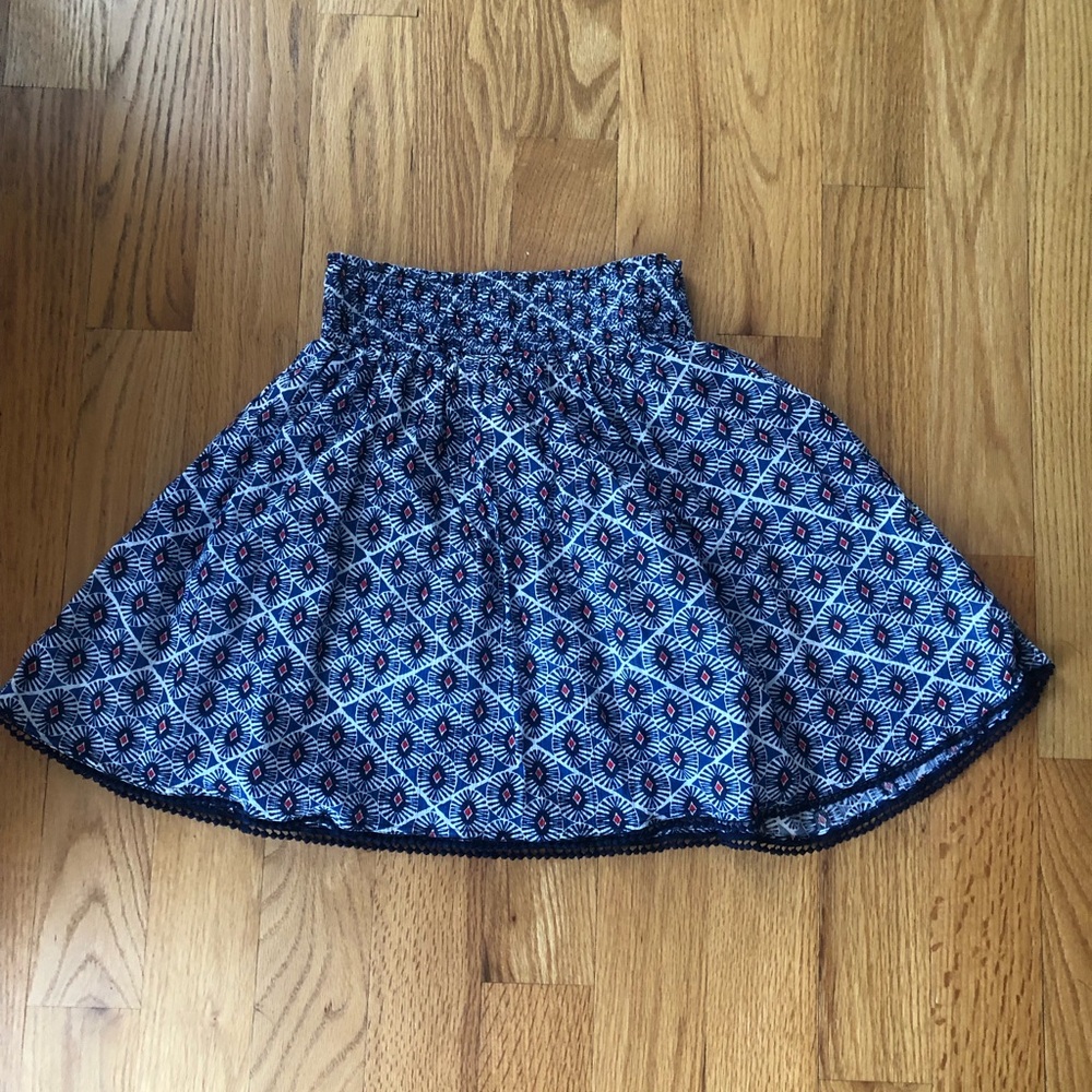 Old Navy Blue Patterned Smocked-Waist A-Line Skirt - Picture 2 of 5